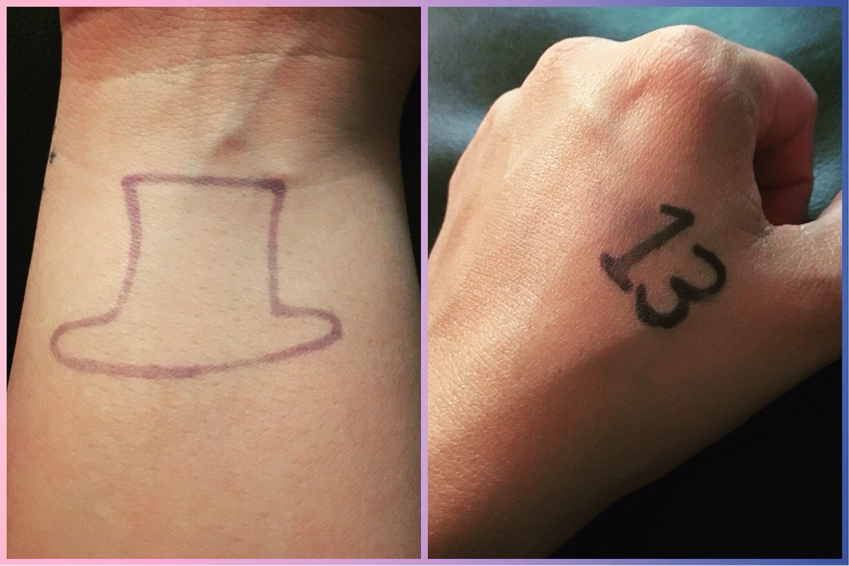 MsLambreton's tweet image. On my 1st shooting day on set last week, our prop master started putting temporary #tattoos on any willing crew member. on Friday the 13th, he put a 13 on my hand. Should last like 2 weeks. I’ll have a full sleeve when we picture wrap. #funtimes #magicmax #artdepartment 👀🎩🔪