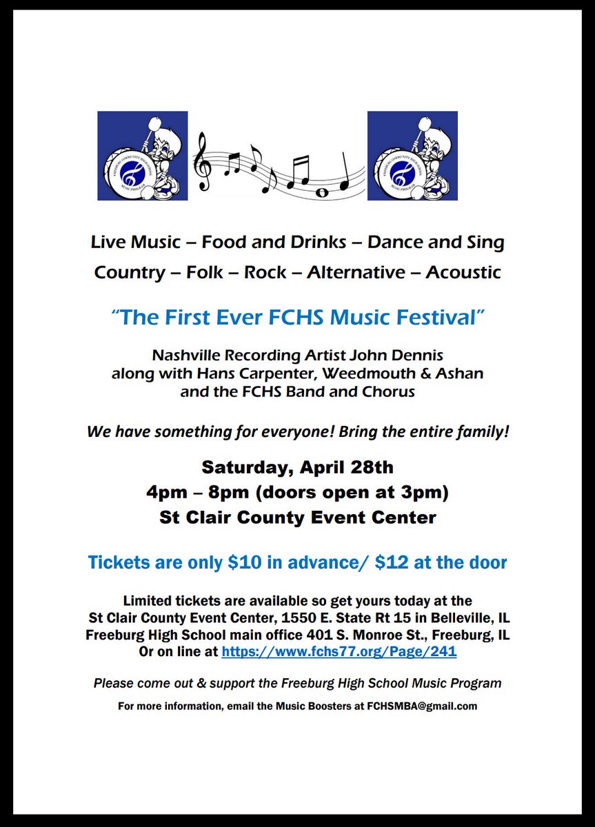 freeburgmusic's tweet photo. Join us for one, or ALL of our upcoming events!! Please support the Freeburg High School Music Boosters and the Freeburg High School Music program!! https://t.co/tJ8KKMDnxz