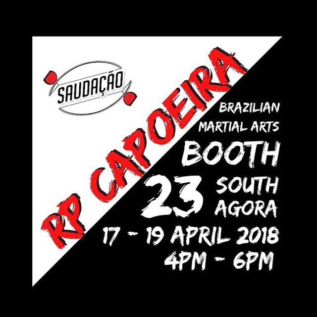 RpSaudacao's tweet photo. Hey guys! Keen to learn more about this Brazilian Martial Arts? .

Do come on down to CCA Fiesta on the 17th - 19th of April from 4pm - 6pm and check out booth 23! We hope to see you there! Axé! 🇧🇷🔥 . 
#rpop18
#rpcapoeira https://t.co/IWJu5eRidA https://t.co/9KjmA1gVC7