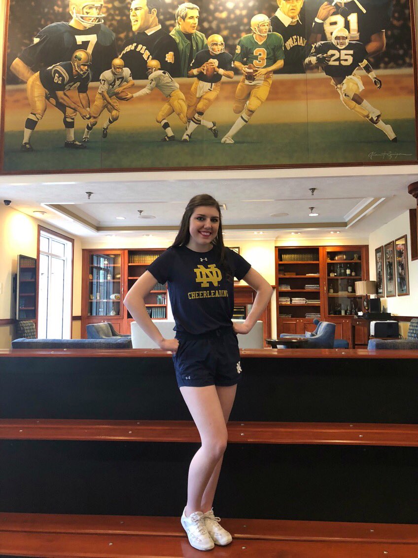 KyraPage's tweet photo. I am so incredibly blessed and honored to announce that I will be continuing my education at the University of Notre Dame and will be a Notre Dame Cheerleader for the 2018-2019 school year. I am so incredibly blessed for these once in a lifetime opportunities! Go Irish!💛☘️ https://t.co/6uiObR1gyC