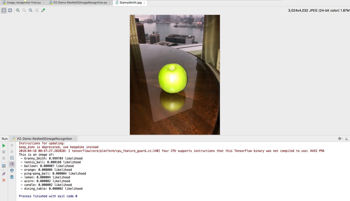 BigData_paulz's tweet photo. When ur jet-lagged & draw inspiration from an #apple - so u work a #ResNet50 #deeplearning model to classify its type. As you eat it, you say "Job well done Paul Z" (you say it 2x with voice over so it sounds a @NationalPro commercial). Then it hits u: ur a #nerd #embracethyself https://t.co/aeAGtUN2RC