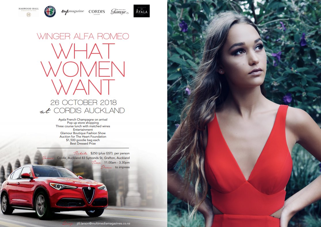 MultiMediaMag's tweet image. The Winger Alfa Romeo What Women Want tickets are now on sale! Email jill.larson@multimediamagazines.co.nz to book your tickets ❤️ #WingerAlfaRomeoWhatWomenWant2018