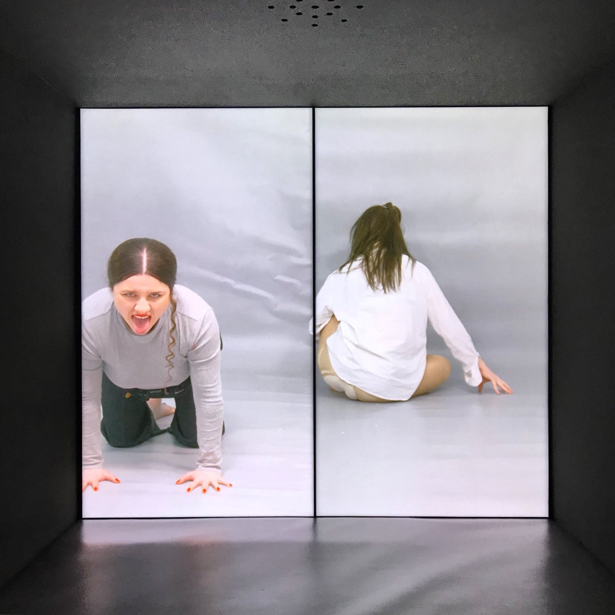 ArtObserved's tweet photo. New work by #Fluct on view at #SignalGallery in New York, documenting the duo’s performative video work exploring the politics of domesticity, the female body and societal violence. https://t.co/VFsBTWHHlm