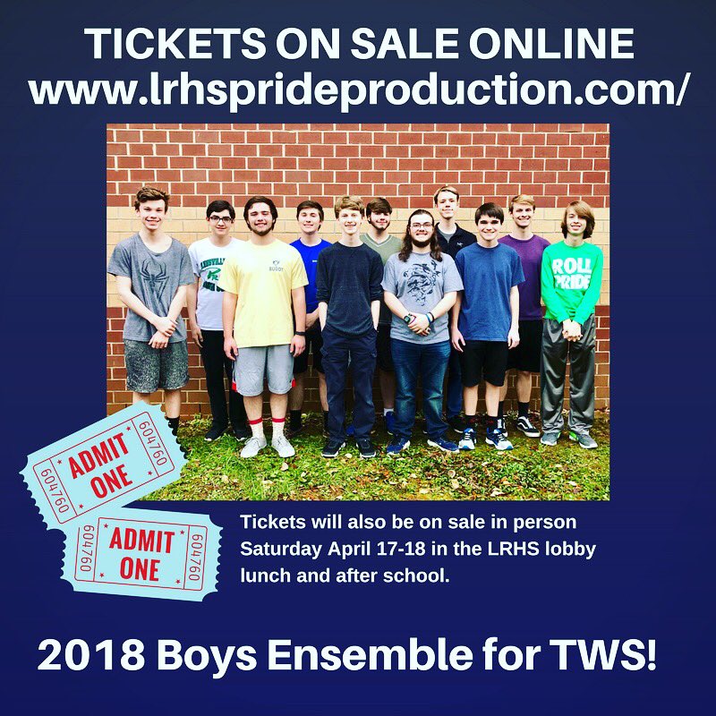 LRHS_Stage's tweet photo. SHOW WEEK! Get tickets online or in the lobby at lunch or after school Tues and Wed, April 17-18! #prideproductions #LRHS #LeesvilleRoadHighSchool @leesvilleroadhs @ITS5540 https://t.co/tOYaatAF0X