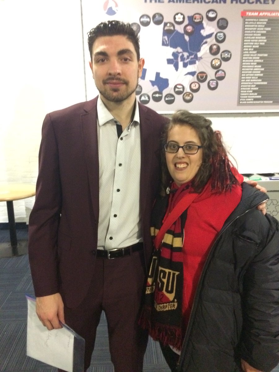 JennaCathcart2's tweet photo. Me and my friend @NickPaul27  after @BellevilleSens  game so nice see him and talk him he sign my puck I give my autograph to https://t.co/rOEMVGUcSC