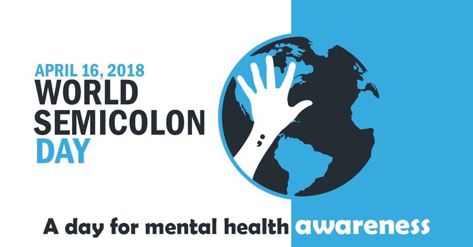 HelpStopTheSil1's tweet photo. April 16 is World Semicolon Day! Share your story, semicolon tattoos, and raising awareness for mental health and suicide prevention. Take a moment to share some encouraging words with your friends on social media. Don't forget to tag: #SemicolonDay2018 https://t.co/bNCcBa2yWi