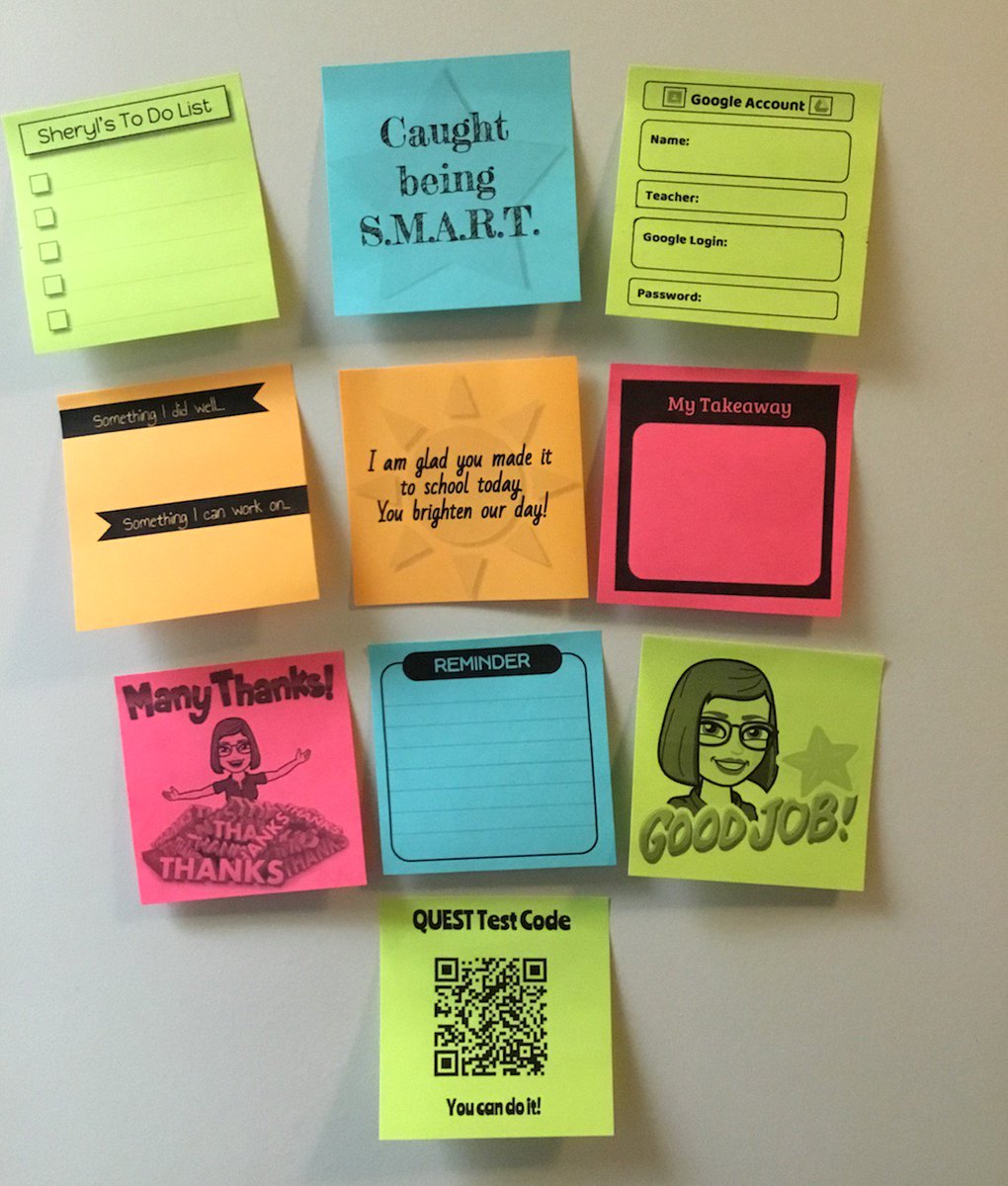 Having a great time learning from @tonyvincent and classmates in #ClassyGraphics. This week I created sticky notes that can be used at work and home. Try it out if you have some time. Ideas and instructions are at learninginhand.com/print. Have fun!