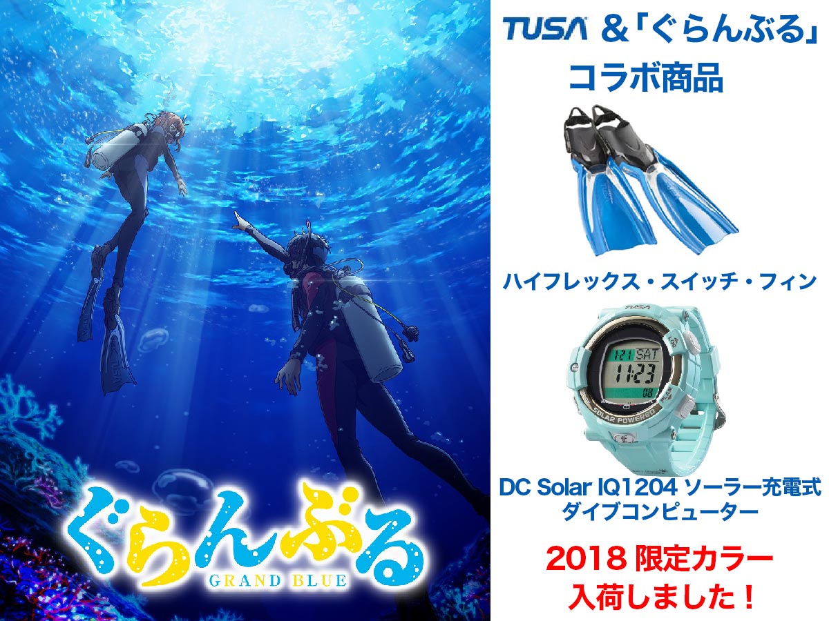 限定200本生産！ぐらんぶるコラボTUSAダイビングフィン激レア青ブルー 