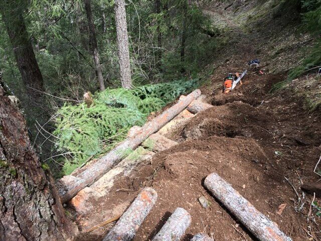 The crew has been working steady on Halls Ranch and Fiddle Creek Ridge for the last couple of weeks. The focusing on brushing, log out and widening really tight old school switchbacks.  Check out the Crib Wall!  buff.ly/2HAqG5K #lostsierra #sierratrails #downieville