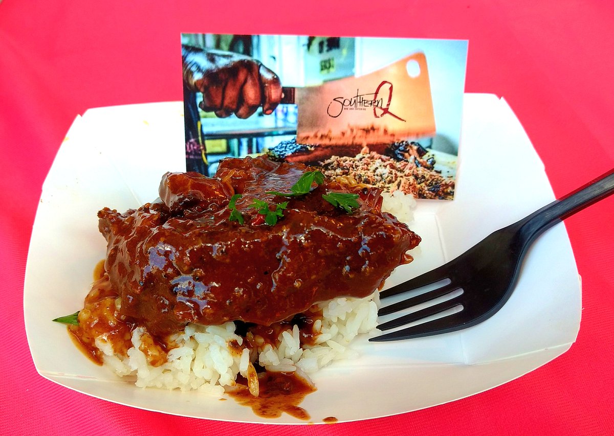 BBQBryan's tweet photo. Thanks to @houbbq and crew for a great event today. Lots of variety like oxtails, gravy, &amp; rice from  Southern Q , also loved the desserts included by many joints, reasonable beer prices, and free parking! https://t.co/A4EZD1LyjK