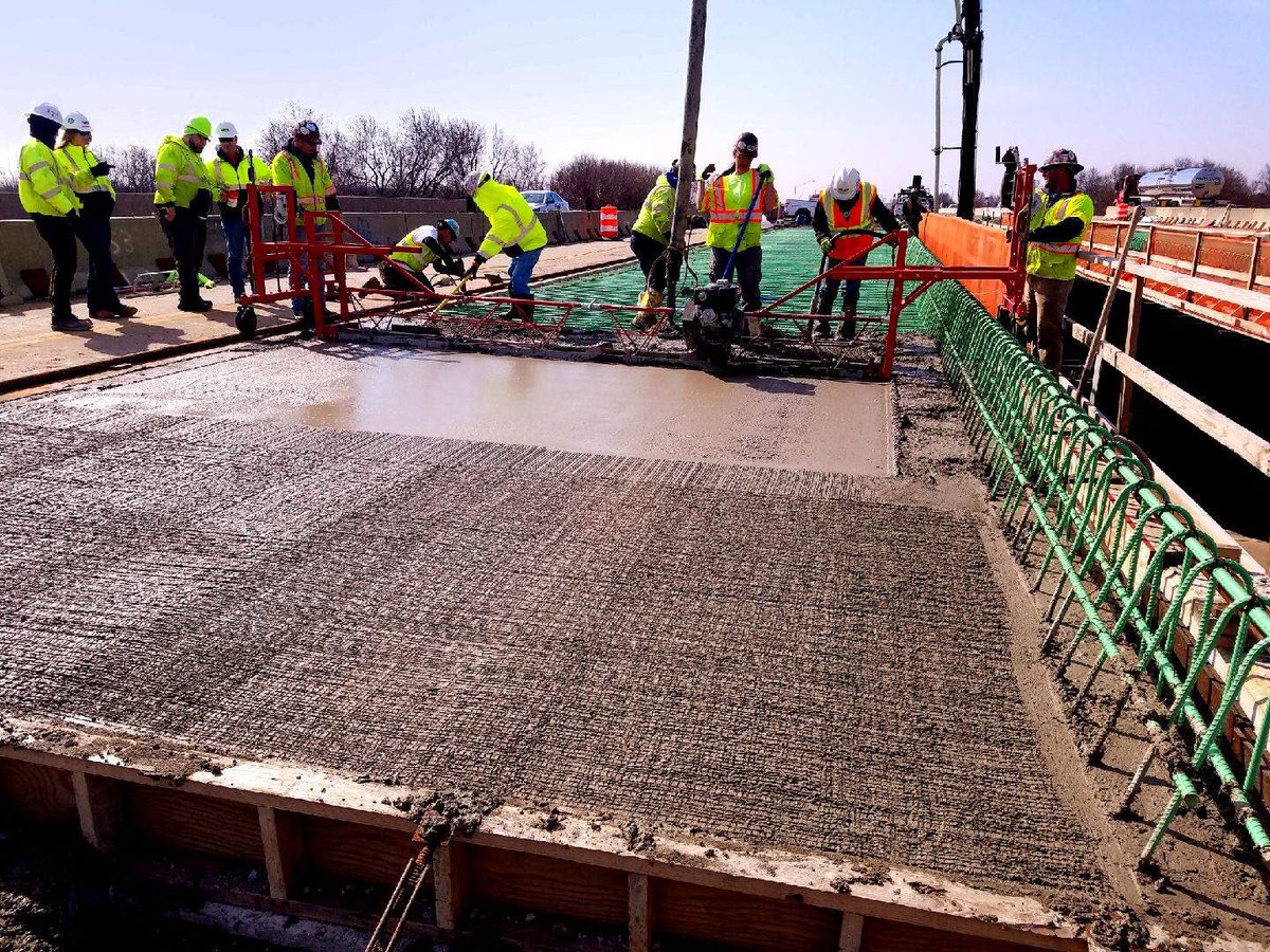 local692jatc's tweet photo. #Opcmia #Local692 #cementmasons pouring a bridge deck over Rt.2 and I-65 https://t.co/2TrM1sGklL