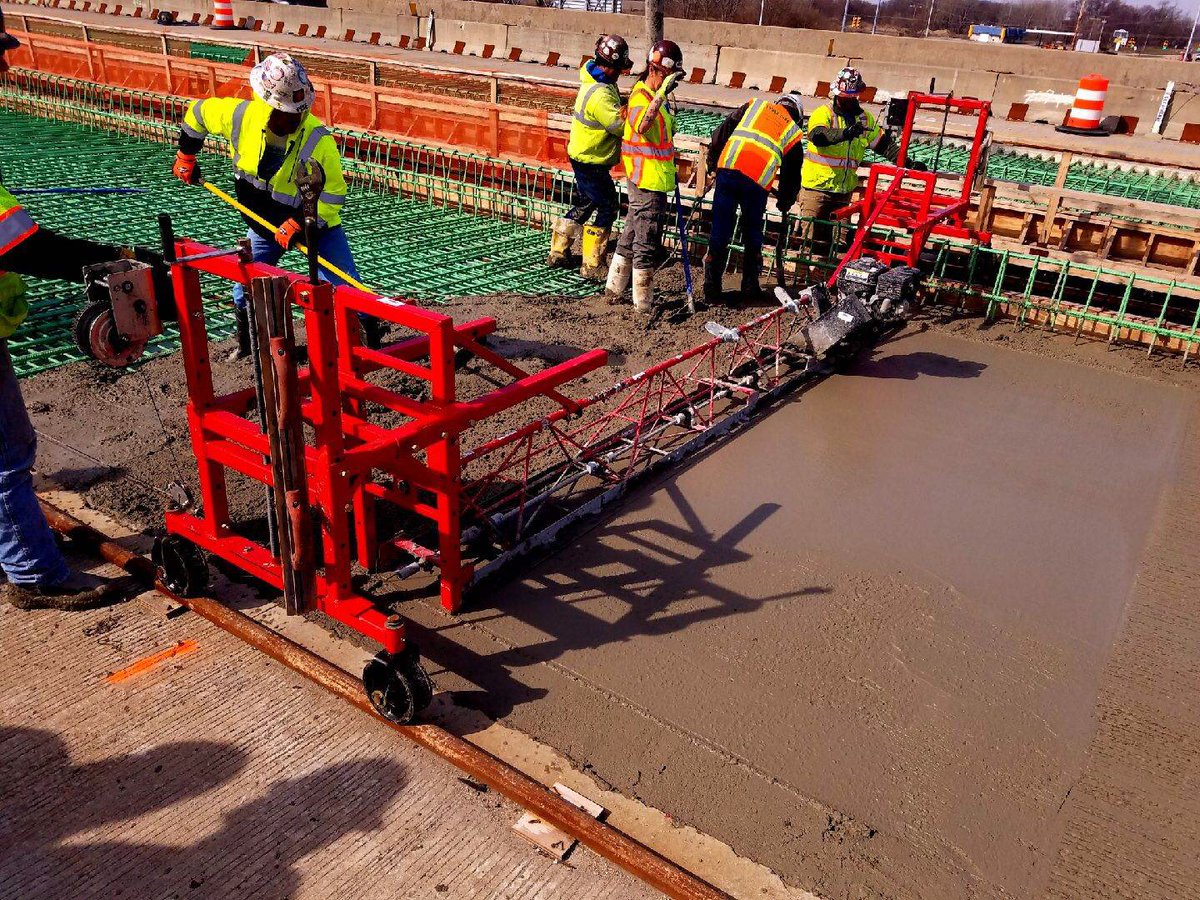 local692jatc's tweet photo. #Opcmia #Local692 #cementmasons pouring a bridge deck over Rt.2 and I-65 https://t.co/2TrM1sGklL