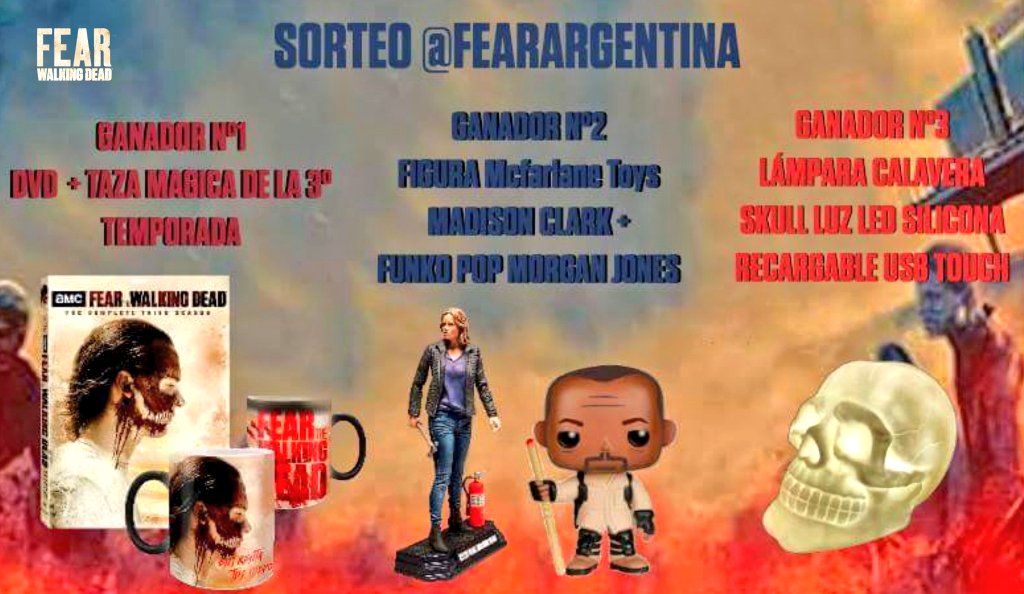 ArgentinaDead's tweet image. 📣🚨💣SORTEO #FearArgentina
 
🎁Increíbles premios de #FearTWD  

☣ TRES GANADORES

REQUISITOS:
✔Seguir a @FearArgentina 
✔Dar RT a este Tweet.
✔Comentar y etiquetar a un amigo.
✔Ser de Argentina