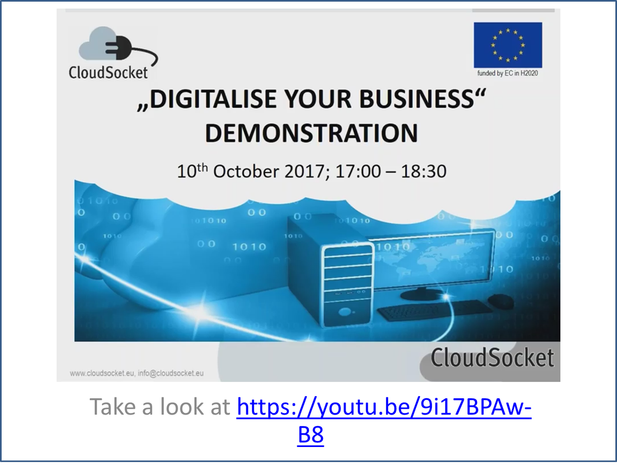 cloudsocketeu's tweet photo. In case you missed our webinar about "Digitalize your Business" take a look at: https://t.co/a6uoMaPUEk 

#CloudComputing #h2020 https://t.co/fx9pNupz7c