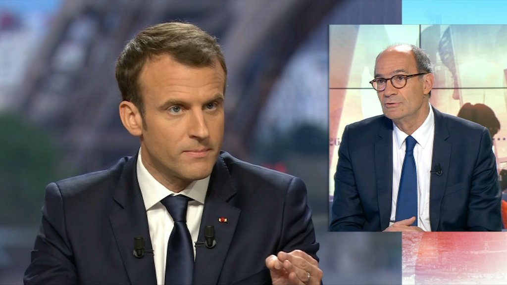 BFMTV's tweet photo. VIDEO - Macron sur BFMTV: "Pas d’annonces mais beaucoup de ‘on ne fera pas’", souligne Woerth https://t.co/JJVLSL65eT https://t.co/bVBIOrG6wt