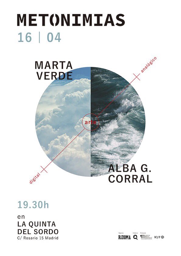 RizomaMGC's tweet photo. ¡Llegó el día! Lxs esperamos en @laquintita a partir de las 19:30, Metonimias con la participación de @albagcorral  y @GreenMartinha.
Promueven @ICYT_UC3M y @MGC_UC3M 
#somosrizoma #somosmetonimas #metonimiasxrizoma #albagcorral #martaverde #mgc15ed #scd18 https://t.co/sU2yiLCySS