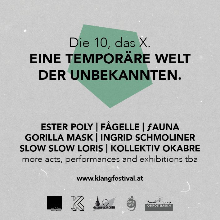Klangfestival's tweet photo. 1st batch of flyers!

#klangfestival10 @ester_poly_band @fagelle @hooligauna #ingridschmoliner @slow_slow_loris #kollektivokabre #more #acts #performance #exhibition #tba #open #call #tickets #online #leitmotiv #X #10 #temporäre #unbekannte #klangfestival https://t.co/W1zPycAovO