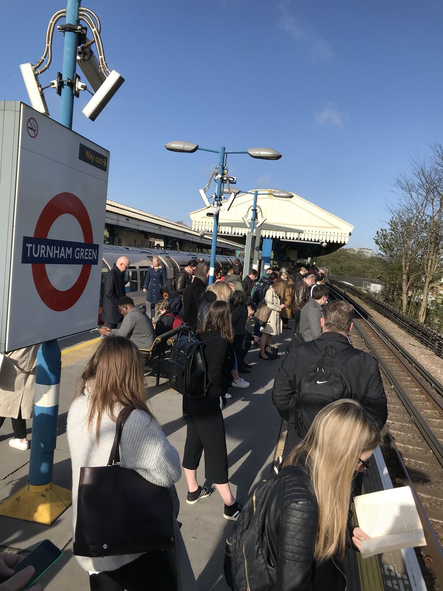 realMikkoM's tweet photo. #tfl #turnhamgreen Station this Morning with people trying to get to work. When will #piccadillyline stop here as promised?? https://t.co/Xgyrui3Zei