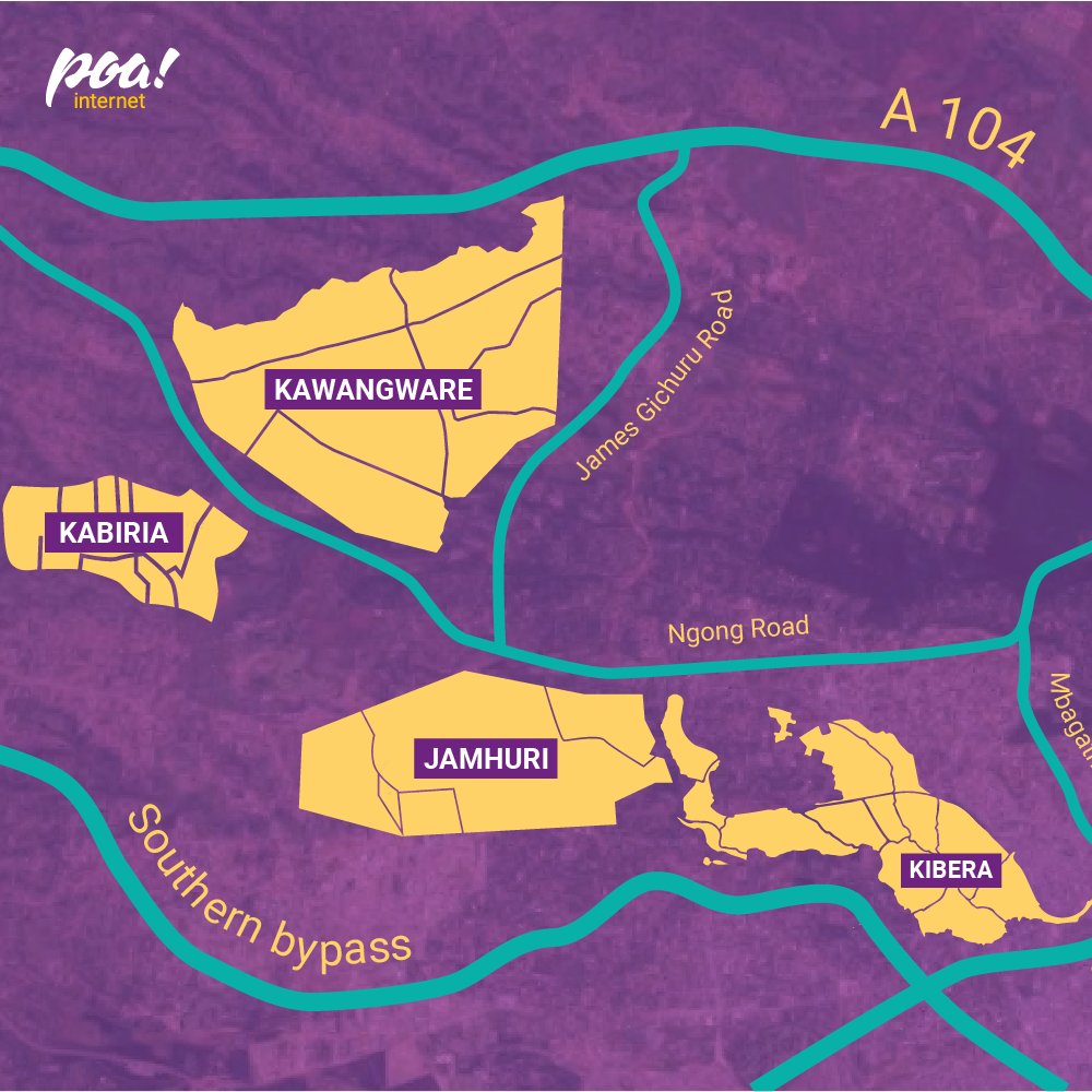poa_internet's tweet photo. Internet has further been made affordable to residents of Kibera, Kawangware, Kabiria and Jamhuri estate for Ksh 1,500 monthly! SMS poa home to 20105 to get connected today #PoaHome #PoaInternet https://t.co/7r90IYr5hF