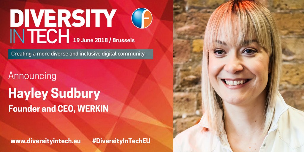 ForumEurope's tweet photo. Speaker alert! @hayleysudbury, Founder &amp; CEO @GetWERKIN, will be at #DiversityInTechEU to explore technology's role in accelerating inclusivity in the workplace. Join Hayley in #Brussels on 19 June: https://t.co/5uyI1ptYYT #digitalworkplace #diversityintech https://t.co/BNbtf0o2hq
