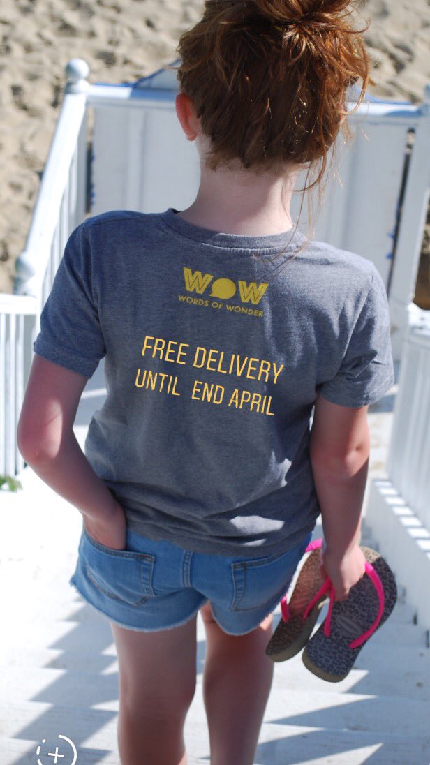 Free U.K. delivery on all our products until 30 April. Get ready for summer with a Words of Wonder t-shirt. We donate 10% of all sales to children’s mental health charity <a href="/Place2Be/">Place2Be</a> #positivitees