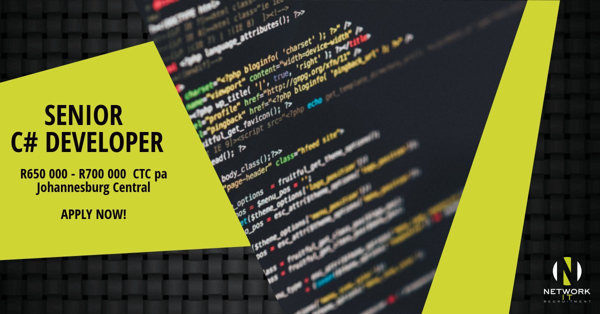 NRecruitment's tweet photo. #TopITJobs: Network Recruitment + integrity = Your success. To elevate your C# Development career, follow this link and APPLY! https://t.co/D92veCFx8G https://t.co/pXcmyB5V6i