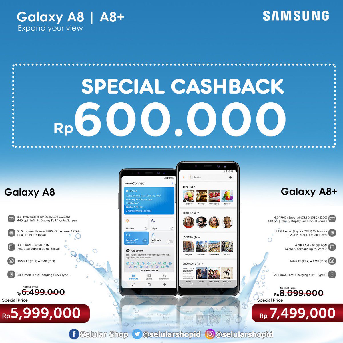 selularshopid's tweet photo. Dapatkan harga spesial di SelularShop untuk setiap pembelian Samsung Galaxy A8 &amp; A8+
Promo Cicilan 0% untuk kamu pemegang kartu kredit, berlaku untuk hampir semua Bank.
Cicilan tanpa Kartu Kredit dengan uang muka mulai dari Rp.200,000.
Kunjungi SelularShop terdekat di area kamu, https://t.co/JgfmG7XJ65