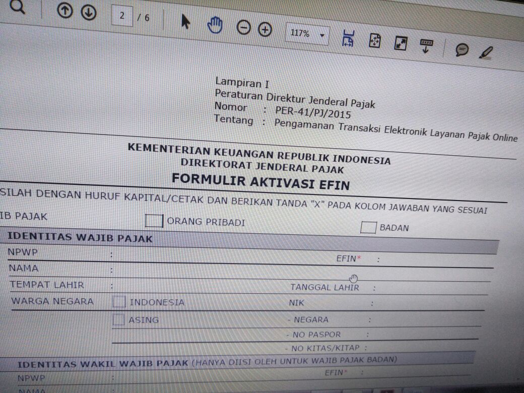 Kring Pajak 1500200 On Twitter Utk Aktivasi Efin Badan