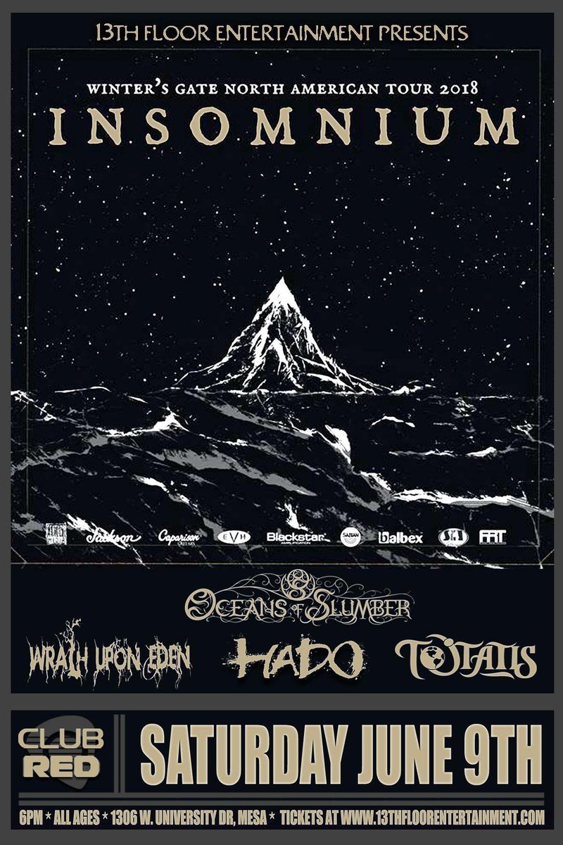 WrathUponEden's tweet photo. Next Show! Saturday June 9 at Club Red w/ Insomnium and Oceans of Slumber! Get tickets at https://t.co/dQEHf4ZOOR. #ForBobby #WrathUponEden #Insomnium #OceansOfSlumber #WintersGate #ForVinnie #HeavyMetal #MetalShow #ArizonaMetal #ClubRed #13thFloorEntertainment https://t.co/1ZUvUaQLV4