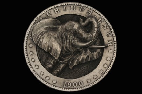 Hobo_Nickel_Soc's tweet photo. #SaveTheElephantDay Nature's great masterpiece, an #Elephant 
#HoboNickel #CoinArt #CoinCarvings by #AlexOstrogradsky https://t.co/KGBS4WaPxz