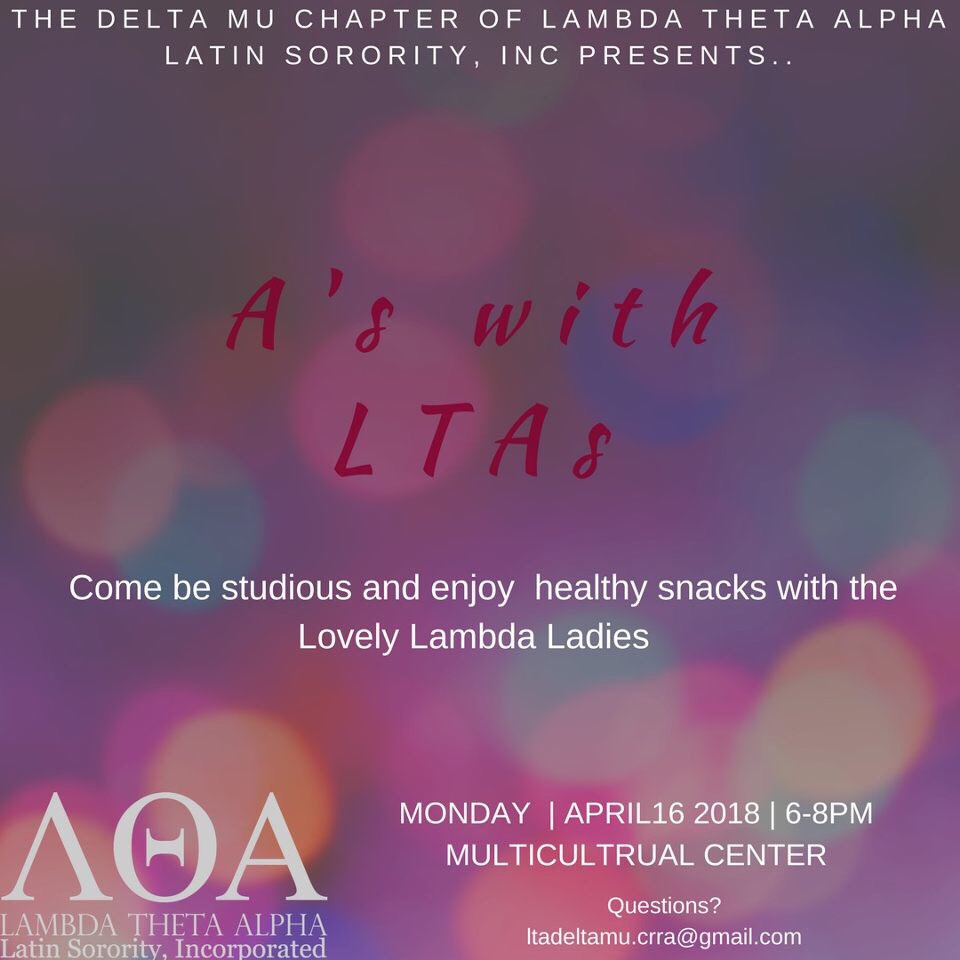 LTA_DeltaMu's tweet photo. Our week has officially started 🌙 Join us at at the MCC for a study session! Getting A’s with LTAs will be from 6-8 and snacks will be provided! #lta1975 #ila2 #LTAweek https://t.co/1I9SQZSK5Z