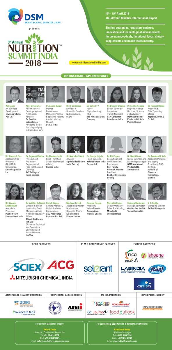 InventiconBI's tweet photo. Just 2 days to go for #NutritionSummit2018 Download the agenda now https://t.co/QoQKonHYVo @DSM @SCIEXFood @SCIEXnews @ACGWorldwide @Selerant @ficci_india @fractweets @DALPLTesting #Envirocarelabs @fssaiindia @shwetaPHN @MariwalaS @afstimumbai @fnbnews @inscijourno https://t.co/HaIGPB2Fkw