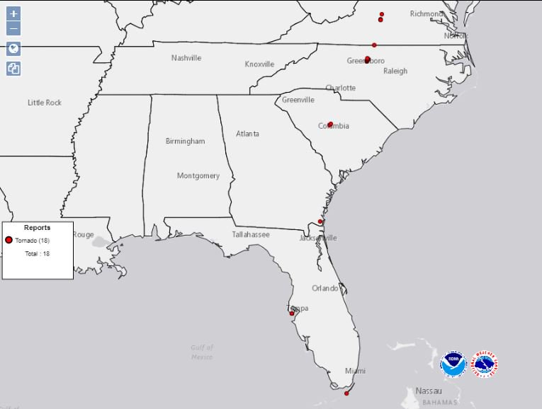 stormchaser4850's tweet photo. ***18 unfiltered #TORNADO reports/11 filtered tornado reports from #Florida to #Virginia on Sunday w/ widespread major damage from #Greensboro #NorthCarolina into parts of #Virginia including #DanvilleVA #LynchburgVA and #ElonVA in #AmherstCounty*** #VAwx #FLwx #NCwx #SCwx #GAwx https://t.co/DFNgb1CZ6d