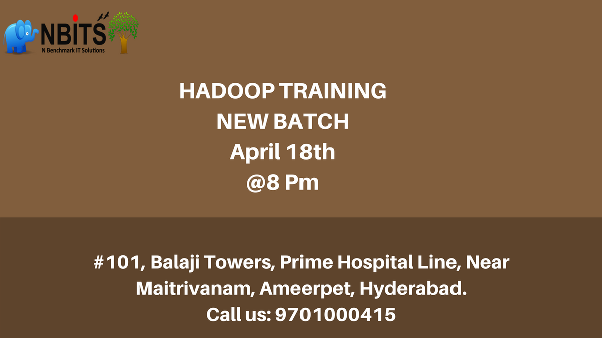 job_courses's tweet photo. Anybody wants the best quality of #hadoop course with real time experts #Nbits
New online & classroom batch starts on 18th April @8 AM IST
For More Details about the #hadoop
Feel free to contact our team @9701000415
Register through the link https://t.co/1qYhoGN0Lo https://t.co/11pQmS6SSx