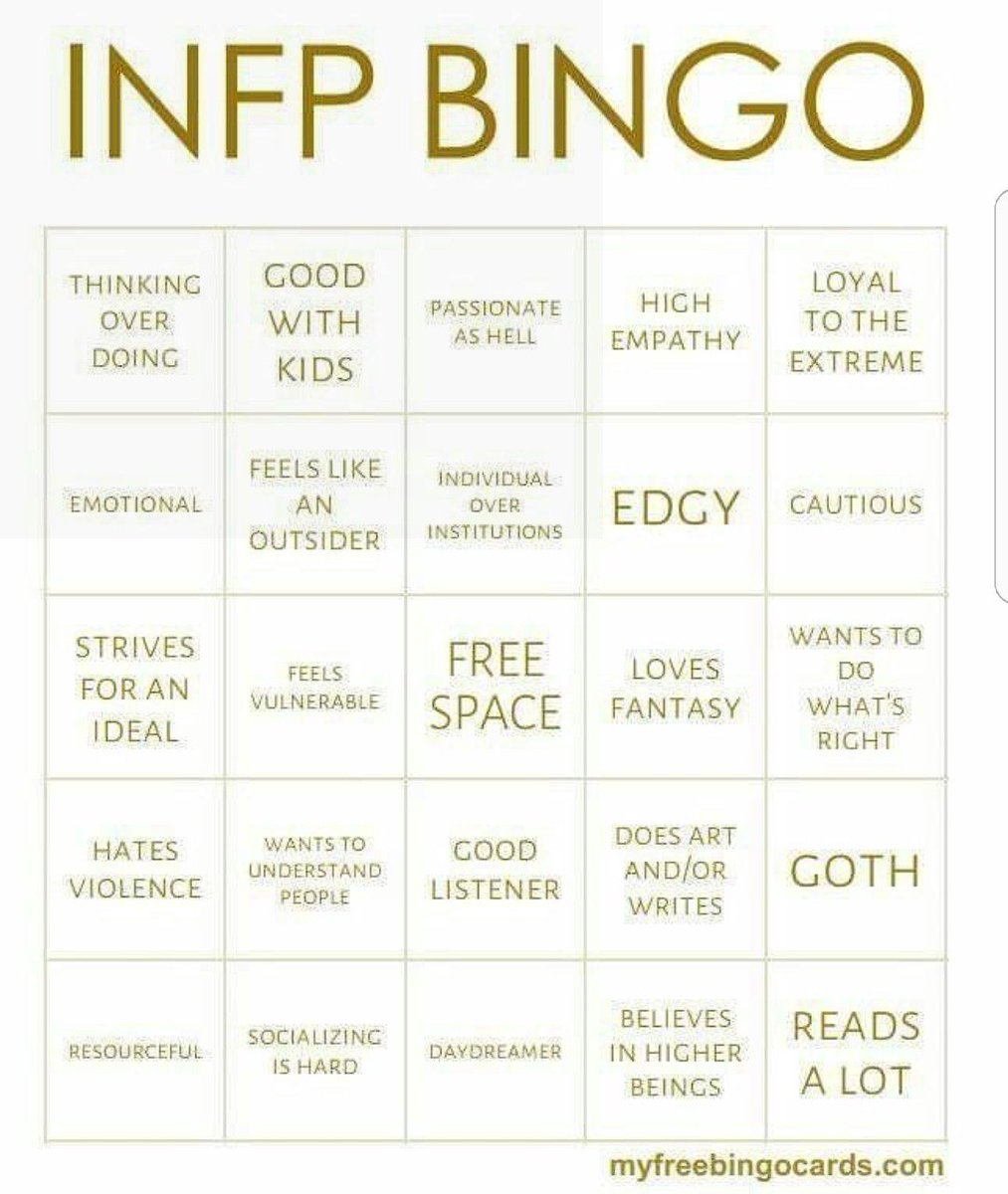 Na Bingo Cards Infp Istp Isfp Isfj C Myfreebingocards T Co Ebpupeksgy Twitter