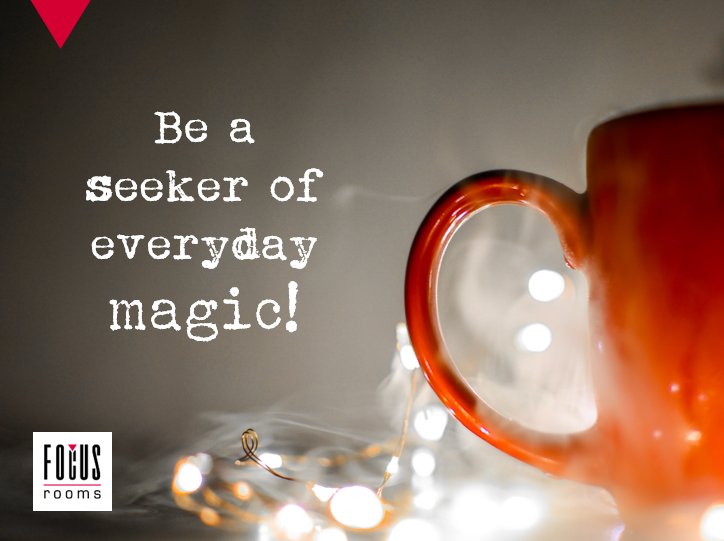 This week's thought: seek magic everyday! 
You won't have to look too hard while at Focus Rooms, we've got surprises and magic for you and your delegates around every corner! 💫
Seek some magic for your next booking! Email us at bookings@focusrooms.co.za