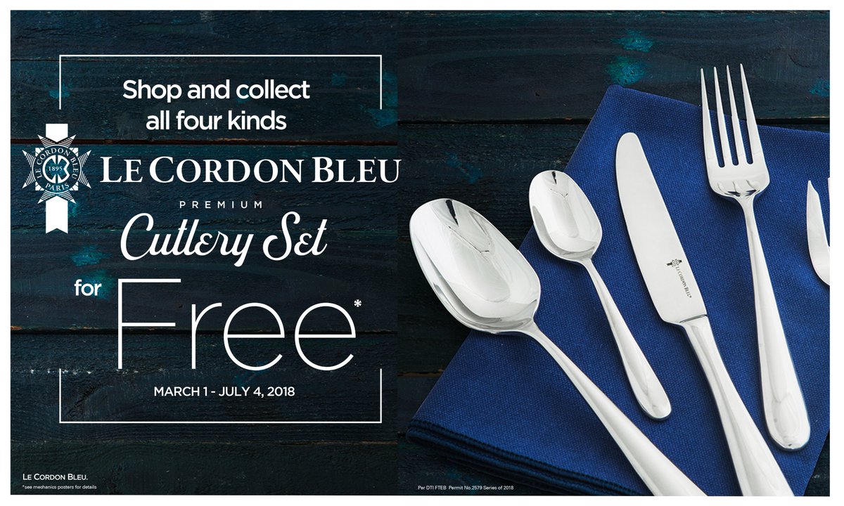 Le Cordon Bleu Premium Cutlery Set –– Shop and start collecting stickers to get a chance to have authentic Le Cordon Bleu cutlery until July 4, 2018. More details: womantoday.ph/2018/04/11/hom… #LeCordonBleuCutlerySet #Utensils #DinnerSet #ShopandCollect