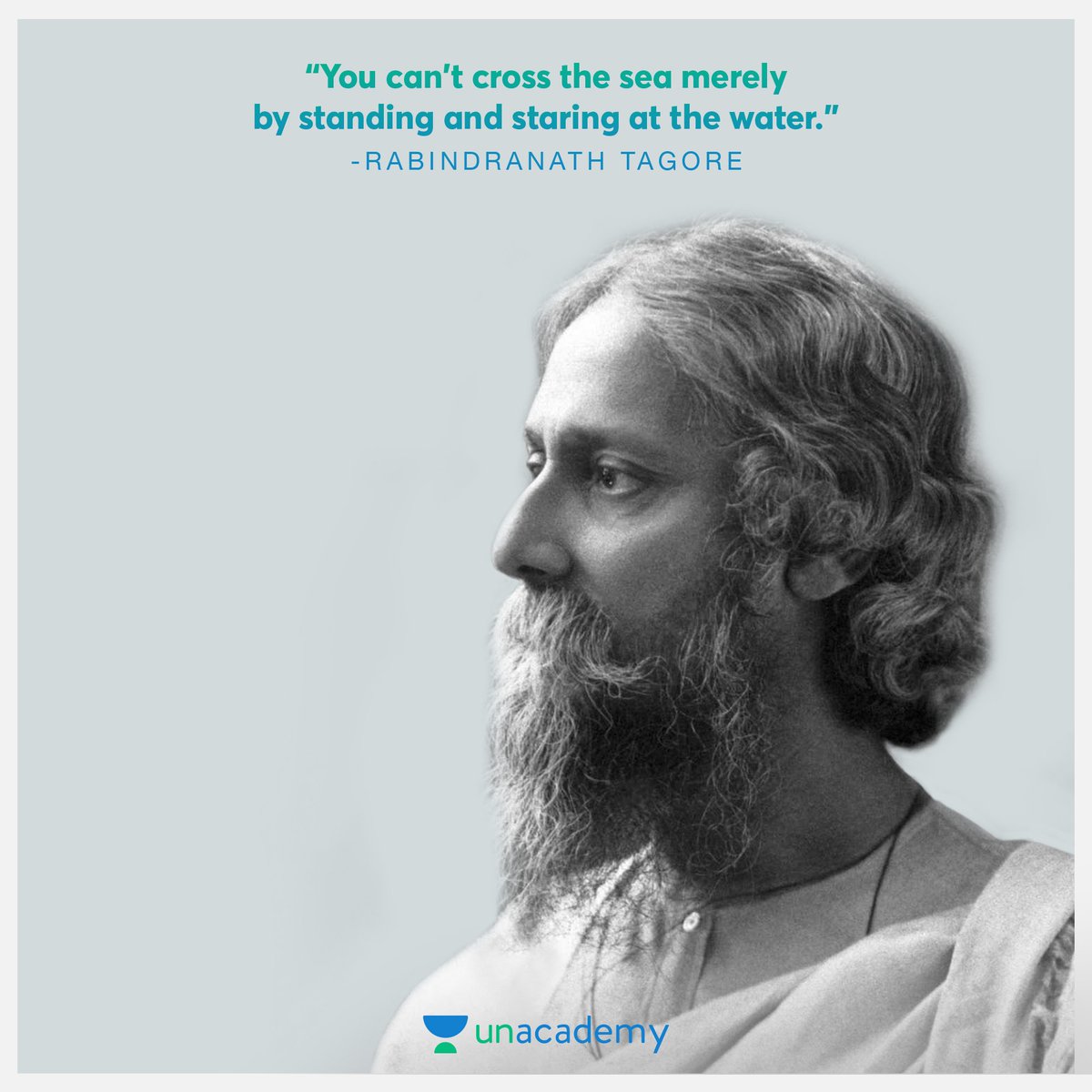 unacademy's tweet image. #RabindranathTagore was a Bengali polymath who reshaped Bengali literature and music, as well as Indian art with Contextual Modernism in the late 19th and early 20th centuries. 
#QuoteUnquote