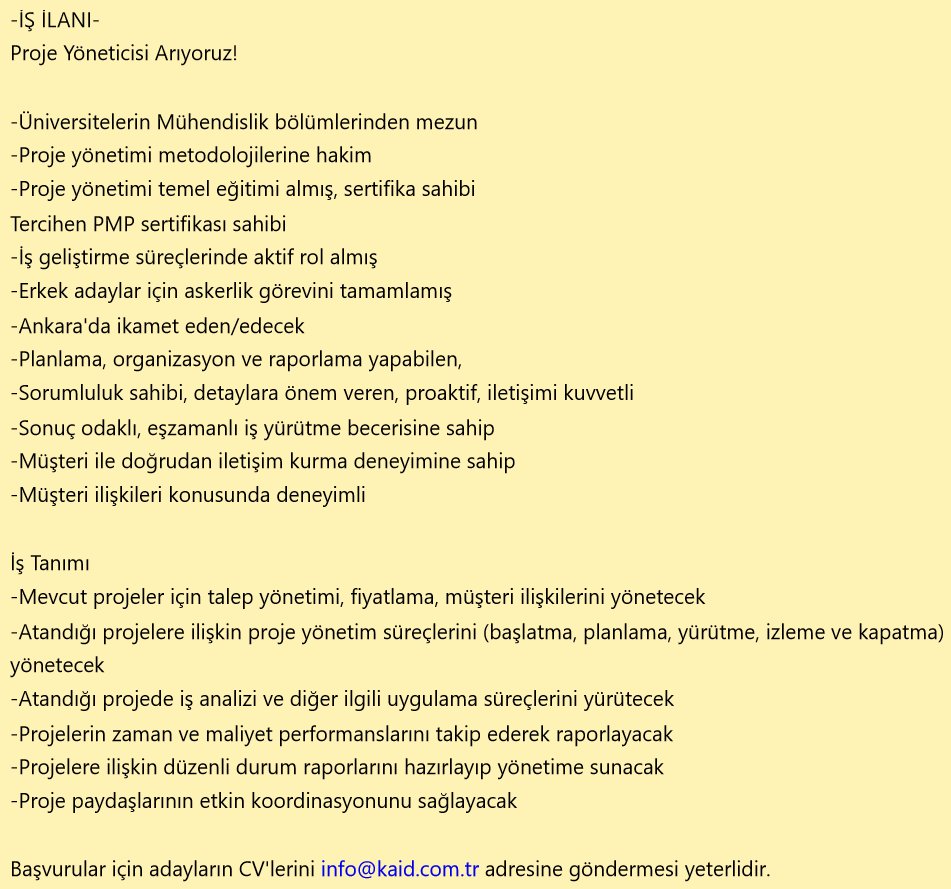 #ProjeYöneticisi arıyoruz! #ilan #Proje #ProjeYönetimi #ProjeYonetimi #PMOT #PMP Başvurlar info@kaid.com.tr