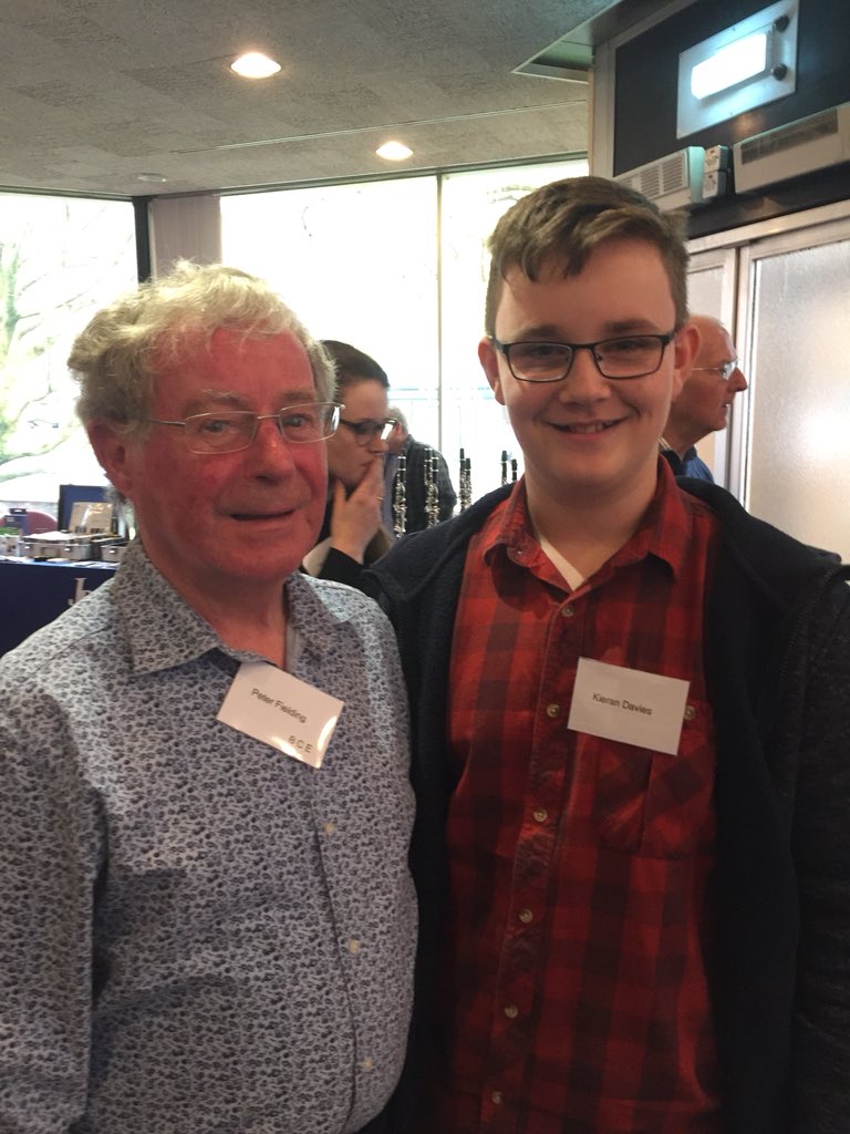 So proud of Kieran the only junior to take part in the Cardiff Clarinet Festival run by Peter Fielding (principal bass clarinetist WNO retired) and Les Craven (principal clarinetist WNO retired) and was invited to play solo well done. Kieran and Peter