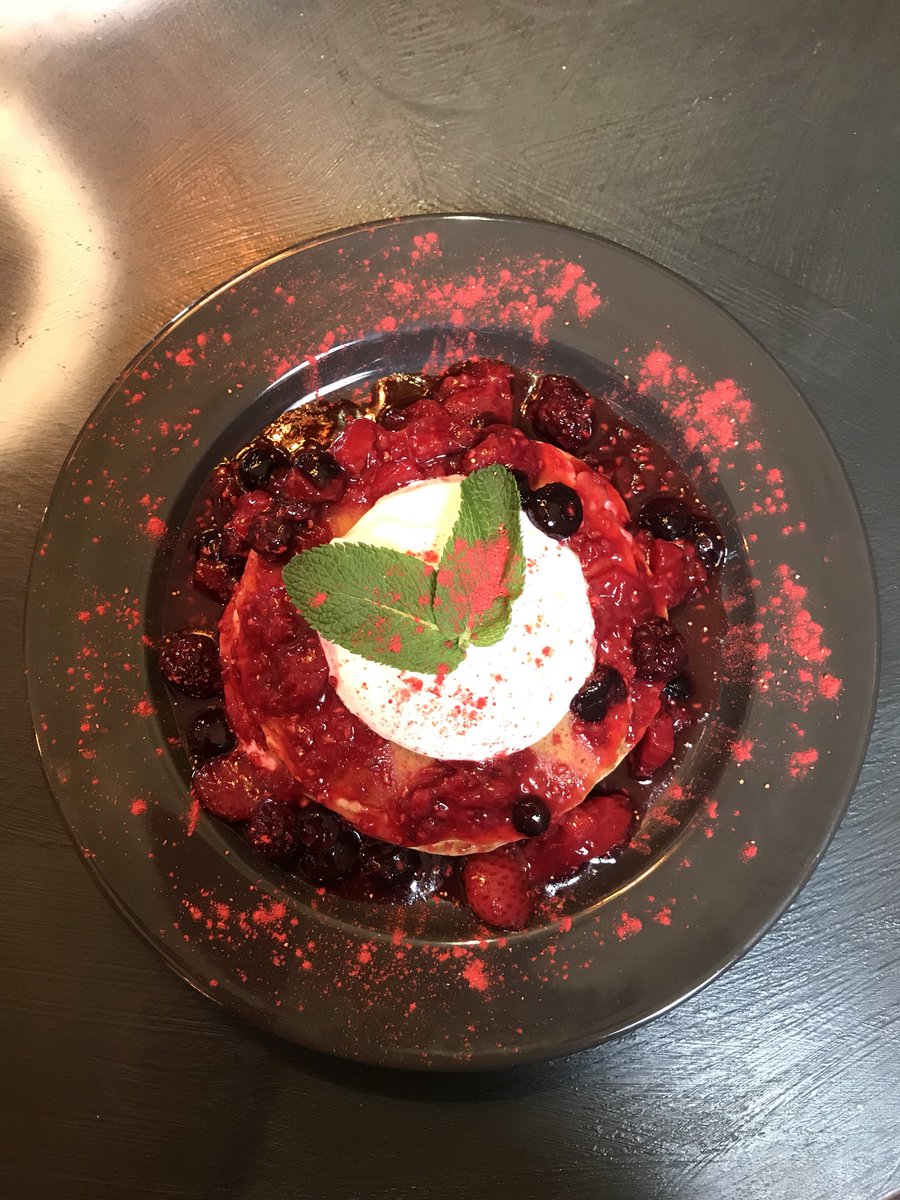 fcoffeeuk's tweet photo. Pancake stack Greek yoghurt, berry compote @fcoffeeuk Ashbourne #bizitalk #Derbyshire #coffeetime #breakfast #pancakes https://t.co/UP9p3LaNm2
