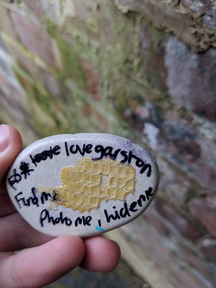 LoveGarston's tweet photo. A gang of brightly coloured stones has been spotted around Garston recently... find one, take a photo, tweet or Facebook it and then re-hide it for other Garston folk to find. #LoveGarstonCommunity #CommunityFun https://t.co/LiAhOuEDOz