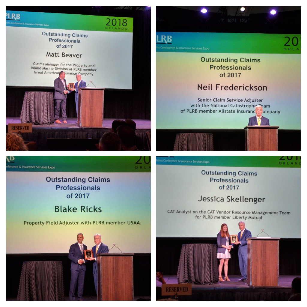 PLRBConf's tweet photo. Congratulations to the Outstanding Claims Professionals of 2017! #PLRB #ClaimsConference2018 https://t.co/VcdPl6J9uA