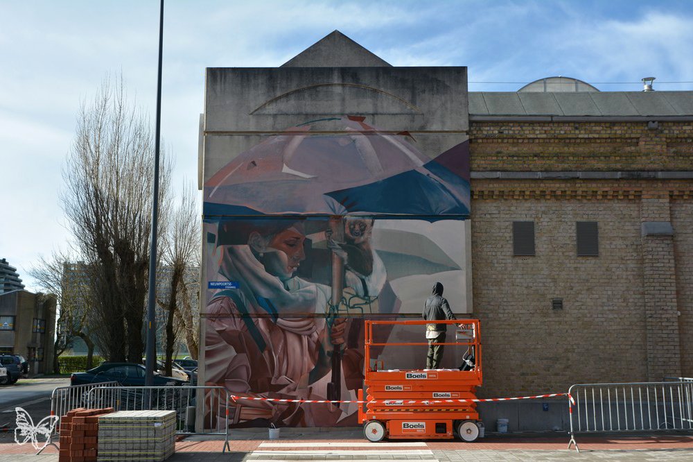 s_butterfly's tweet photo. @TELMOMIEL new murals in Ostend,Belgium for  @thcrstlshp #telmomiel #thecrystalship #ostend #visitoostende #streetart #streetartbelgium #butterflyartnews https://t.co/CC0WHbbtaH