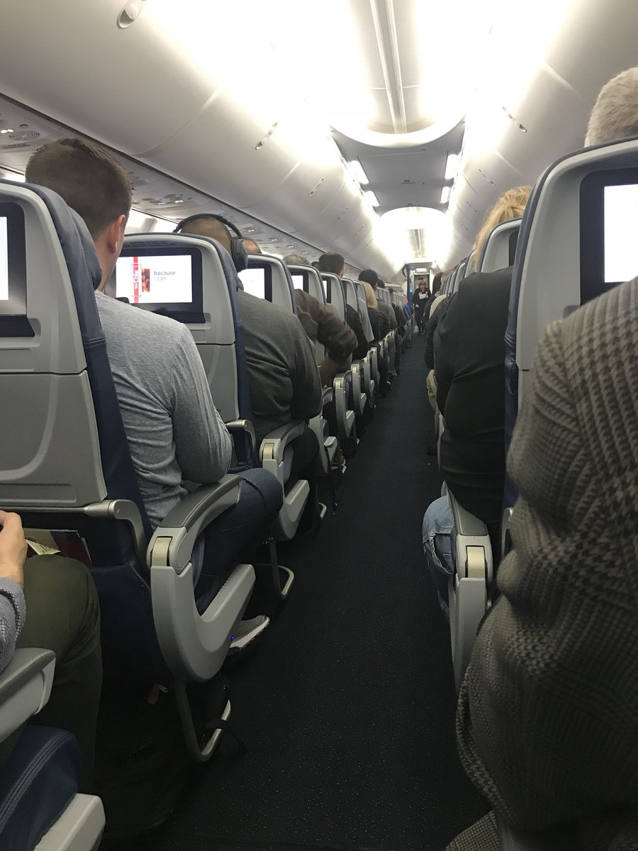 SeanBlenkhorn's tweet photo. On my flight headed to #RSAC2018. Monday morning flight on @Delta out of Detroit. Almost forgot that there are this many rows on a plane! That said, bring on RSA. Letβs do this @eSentire #row33 #platinumproblems https://t.co/YvWvMiGjvM