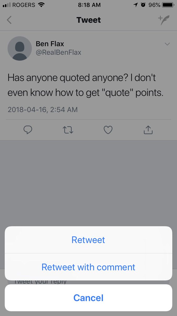 AlyBents's tweet photo. @RealBenFlax It’s pretty simple, you just select the retweet with a comment and then add what you want to say https://t.co/pQCCs5K1HA