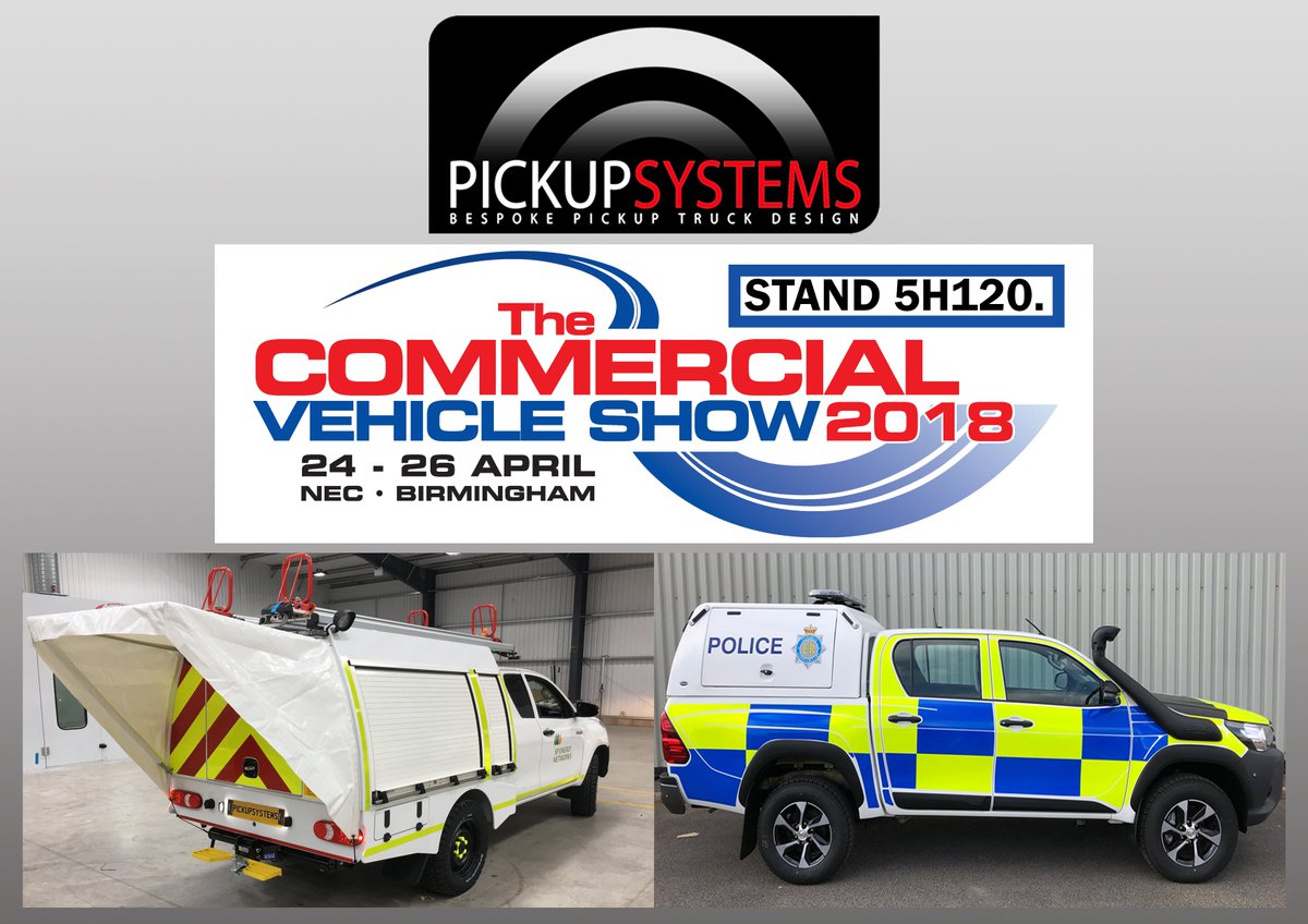 pickupsystems's tweet photo. COME AND SEE US ON STAND 5H120 AT THE COMMERCIAL VEHICLE SHOW 2018.
Tuesday 24th - Thursday 26th April.
We look forward to seeing you!
#pickupsystems #commercialvehicleshow #NEC #stand5H120 https://t.co/Ht4zIfVYmO