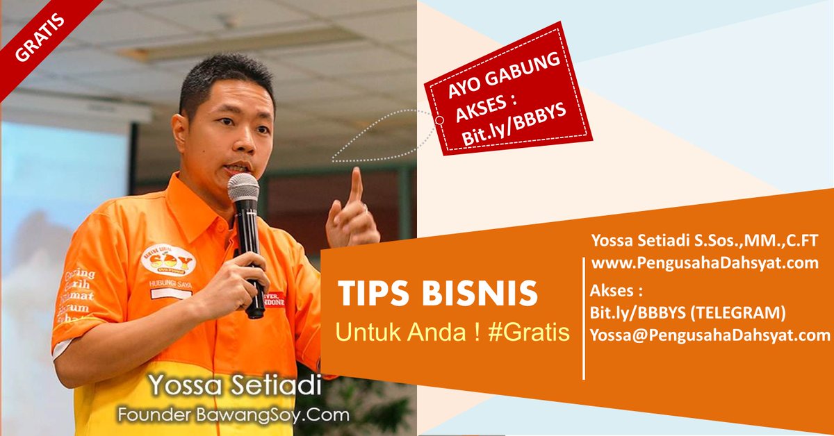 Siapa Mau Belajar Bisnis Gratis ?
Saya SEPENUH Hati ingin membantu Teman2 Memberikan Edukasi dan Tips Tips Bisnis.

Gabung ya di Channel Telegram
bit.ly/BBBYS