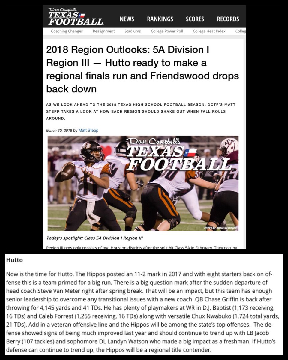 ChaseQB11's tweet photo. The #TXHSFB “bible” @dctf has spoken. It was written. #HippoNation #WeMakeUS #SpringBall #1Day https://t.co/uwYT7okOkh