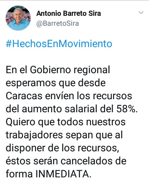 #HechosEnMovimiento 

Desde la Gobernación de Anzoátegui seguimos trabajando para cumplirle con hechos a los maestros, al personal del sector salud y a todos los trabajadores del ejecutivo regional